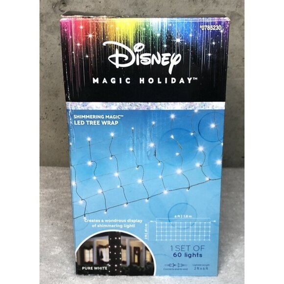 Disney Other - Disney Magic Holiday Shimmering Pure White LED Tree Wrap Lights 60 Ct (2x6 ft)